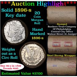 ***Auction Highlight*** Full solid date 1896-s Morgan silver dollar roll, 20 coins (fc)