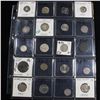 Image 1 : Page of 20 Mixed coins Mercury 10c, Braided Hair 1c, Washington 25c, Barber 10c, Indian 1c, Jefferso
