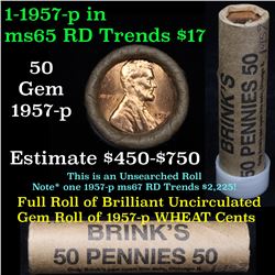 Uncirculated 1c orig shotgun roll, 1957-p in old Brink's wrapper