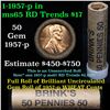 Image 1 : Uncirculated 1c orig shotgun roll, 1957-p in old Brink's wrapper