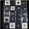 Image 1 : Page of 20 Mixed coins Roosevelt 10c, Braided Hair 1c, Washington 25c, Jefferson 5c, Indian 1c, Libe