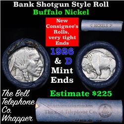 Buffalo Nickel Shotgun Roll in Old Bank Style 'Bell Telephone'  Wrapper 1926 & d Mint Ends
