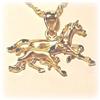 Image 1 : Mother & Baby Horses Jewelry Necklace Solid 14K Gold 18