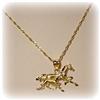 Image 3 : Mother & Baby Horses Jewelry Necklace Solid 14K Gold 18