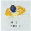 Image 1 : "14K GOLD & LAB CREATED BLUE SAPPHIRE & CZ RING, 2.4g"