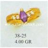 Image 1 : 14K GOLD & LAB CREATED PURPLE AMETHYST & CZ RING 4.0g