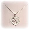 Image 2 : 14K WHITE GOLD HEART PENDANT MOM 17 NECKLACE