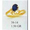 Image 1 : "14K GOLD MARQUIS CREATED BLUE SAPPHIRE & CZ RING, 1.5g"