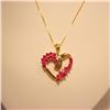 Image 2 : NEW 14K GOLD REAL RUBY DIAMOND HEART PENDANT NECKLACE