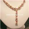 Image 1 : SOLID 14K GOLD & SYNTHETIC RUBY CZ NECKLACE 17
