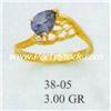 Image 1 : "14K GOLD & LAB CREATED BLUE SAPPHIRE & CZ RING, 3.0g"