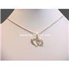 Image 2 : NEW 14K GOLD TWO HEARTS ROSE FLOWER PENDANT JEWELRY 1G