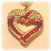 Image 1 : NEW 10K GOLD GENUINE RUBY DIAMOND HEART PENDANT NECKLACE