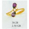 Image 1 : "14K SOLID GOLD LAB CREATED AMETHYST & CZ RING, 2.5g"