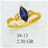 Image 1 : "14K GOLD & LAB CREATED BLUE SAPPHIRE & CZ RING, 2.3g"