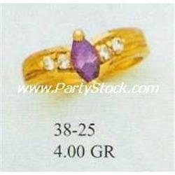 14K GOLD & LAB CREATED PURPLE AMETHYST & CZ RING 