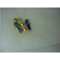 14K GOLD LAB CREATED OPAL MONARCH BUTTERFLY NECKL