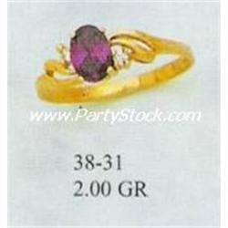 14K SOLID GOLD LAB CREATED AMETHYST & CZ RING, 2.