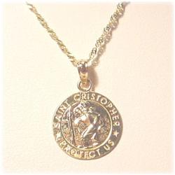 BIG 8 g 14K GOLD ST. CHRISTOPHER MEDALLION NECKLA