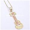 Image 1 : 14K YELLOW & ROSE GOLD GUITAR PENDANT CHARM JEWEL