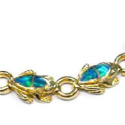 14K GOLD & CREATED OPAL FROG BRACELET 21.6g 7.25