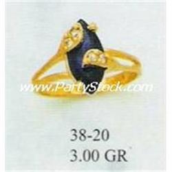 14K GOLD & LAB CREATED BLUE SAPPHIRE & CZ RING, 3