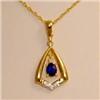 Image 1 : 14K GOLD GENUINE SAPPHIRE & DIAMOND PENDANT NECKL