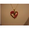 Image 3 : NEW 14K GOLD REAL RUBY DIAMOND HEART PENDANT NECK