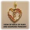 Image 4 : NEW 14K GOLD REAL RUBY DIAMOND HEART PENDANT NECK