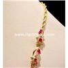 Image 2 : SOLID 14K GOLD & SYNTHETIC RUBY CZ NECKLACE 17