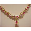 Image 3 : SOLID 14K GOLD & SYNTHETIC RUBY CZ NECKLACE 17