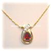 Image 1 : GARNET PENDANT 18 NECKLACE 14K SOLID YELLOW GOLD