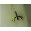 Image 2 : 14K GOLD! LAB CREATED OPAL DOLPHIN NECKLACE BEACH