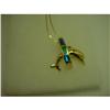 Image 3 : 14K GOLD! LAB CREATED OPAL DOLPHIN NECKLACE BEACH