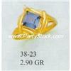 Image 1 : 14K GOLD & LAB CREATED BLUE SAPPHIRE & CZ RING, 2