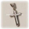 Image 2 : 14K WHITE GOLD DIAMOND CROSS PENDANT JEWELRY 3.4 