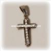 Image 3 : 14K WHITE GOLD DIAMOND CROSS PENDANT JEWELRY 3.4 
