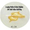 Image 1 : 14K SOLID YELLOW GOLD MOMMY & BABY DOLPHIN RING 3