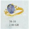 Image 1 : 14K GOLD & LAB CREATED BLUE SAPPHIRE & CZ RING, 2