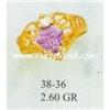 Image 1 : 14K SOLID GOLD LAB CREATED AMETHYST & CZ RING, 2.