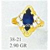 Image 1 : 14K GOLD & LAB CREATED BLUE SAPPHIRE & CZ RING, 2