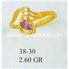 Image 1 : 14K SOLID GOLD LAB CREATED AMETHYST & CZ RING, 2.
