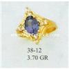 Image 1 : 14K GOLD & LAB CREATED BLUE SAPPHIRE & CZ RING, 3