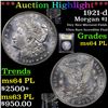 Image 1 : ***Auction Highlight*** 1921-d Morgan Dollar $1 Graded Choice Unc PL By USCG (fc)