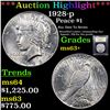 Image 1 : ***Auction Highlight*** 1928-p Peace Dollar $1 Graded Select+ Unc By USCG (fc)