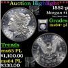 Image 1 : ***Auction Highlight*** 1882-p Morgan Dollar $1 Graded Choice Unc+ PL By USCG (fc)