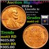 Image 1 : ***Auction Highlight*** 1918-s Lincoln Cent 1c Graded Select Unc RD By USCG (fc)