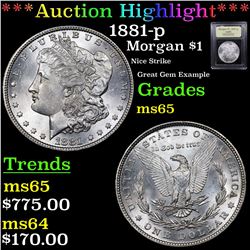 ***Auction Highlight*** 1881-p Morgan Dollar $1 Graded GEM Unc By USCG (fc)