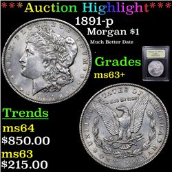 ***Auction Highlight*** 1891-p Morgan Dollar $1 Graded Select+ Unc By USCG (fc)