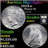 Image 1 : ***Auction Highlight*** 1924-s Peace Dollar $1 Graded Select+ Unc By USCG (fc)